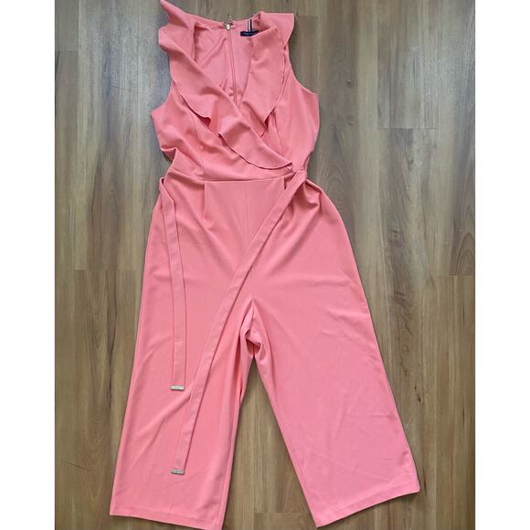 Women’s Tommy Hilfiger Size 8 color Peach Jumpsuit belted - Picture 10 of 12